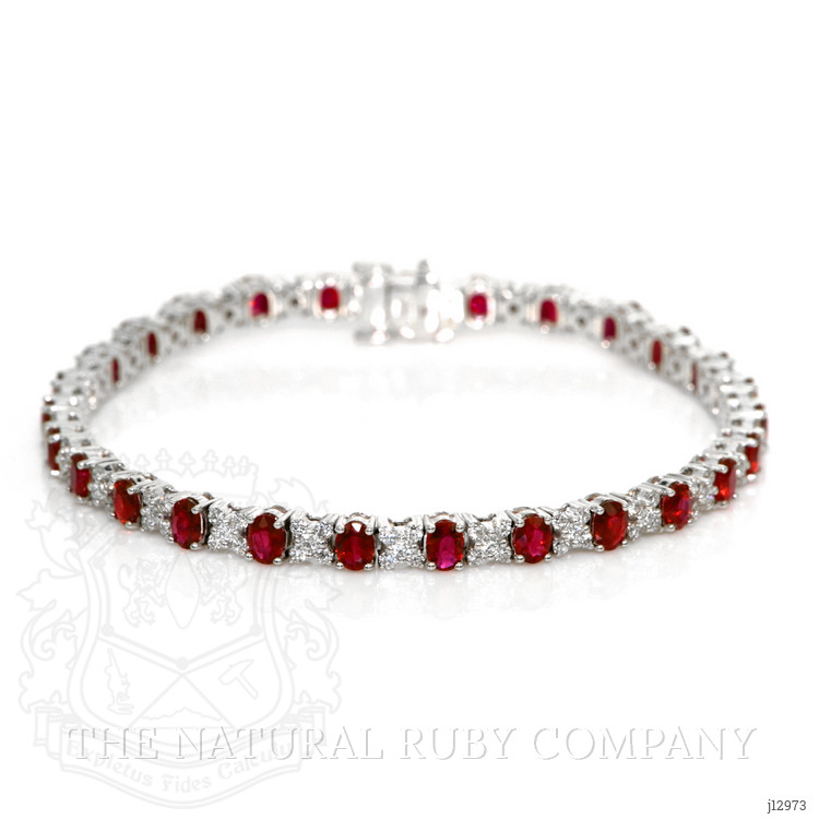 5.13 Ct.Tw. Ruby and Natural Diamond Tennis/Line Bracelet, Platinum 600
