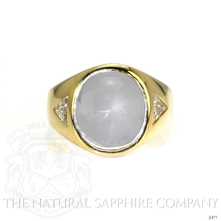 12.27 Ct. Grey Sapphire and Natural Diamond Men's Ring, 18K Yellow Gold