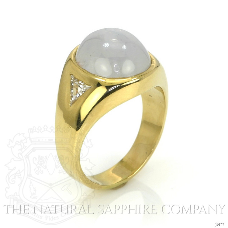 12.27 Ct. Grey Sapphire and Natural Diamond Men's Ring, 18K Yellow Gold