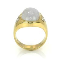 12.27 Ct. Grey Sapphire and Natural Diamond Men's Ring, 18K Yellow Gold Image