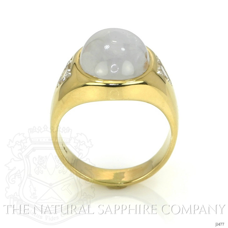 12.27 Ct. Grey Sapphire and Natural Diamond Men's Ring, 18K Yellow Gold