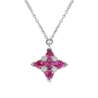 0.72 Ct. Sapphire Natural Diamond Accent Stones Pendant, Platinum 950 Video