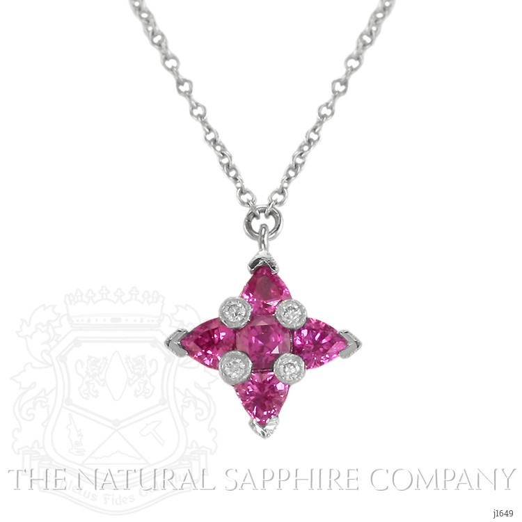0.72 Ct. Pink Sapphire and Natural Diamond Accent Stones Pendant, Platinum 950