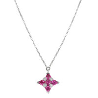 0.72 Ct. Pink Sapphire and Natural Diamond Accent Stones Pendant, Platinum 950 Image