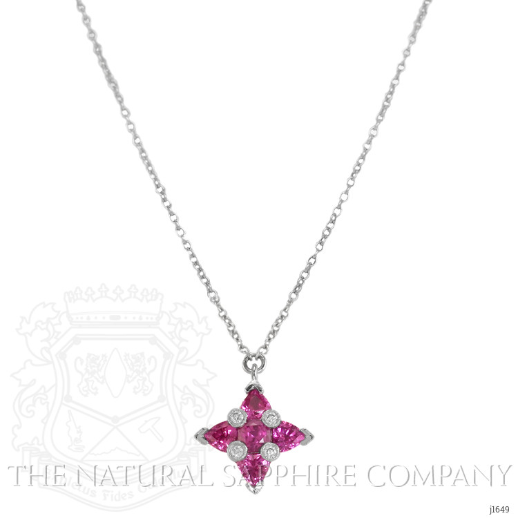 0.72 Ct. Pink Sapphire and Natural Diamond Accent Stones Pendant, Platinum 950