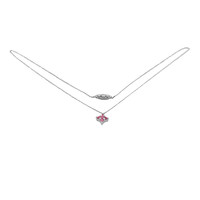 0.72 Ct. Pink Sapphire and Natural Diamond Accent Stones Pendant, Platinum 950 Image