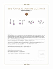 2.08 Ct.Tw.Total Carat Weight Purplish Pink Sapphire and Natural Diamond Halo Earrings, 18K White Gold Appraisal