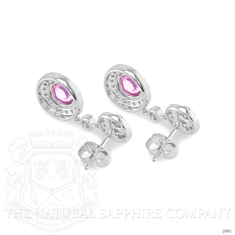 2.08 Ct.Tw. Purplish Pink Sapphire and Natural Diamond Halo Earrings, 18K White Gold