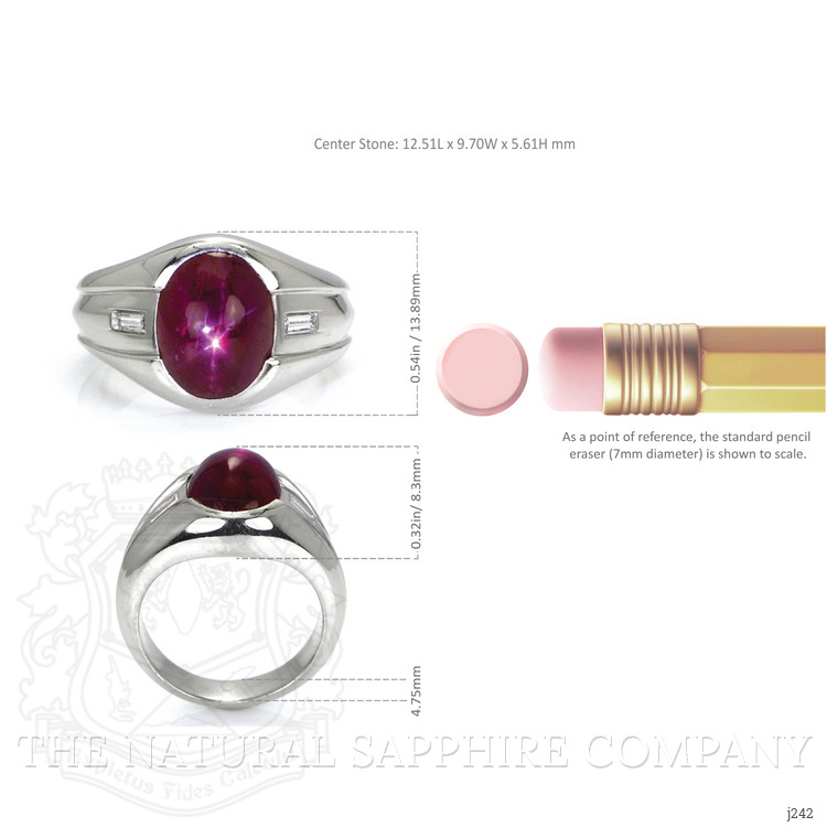 7.21 Ct. Ruby Natural Diamond Men's Ring, Platinum 950