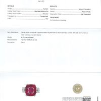 12.24 Ct. Ruby Natural Diamond Three Stone Ring, Platinum 950 Scan Report