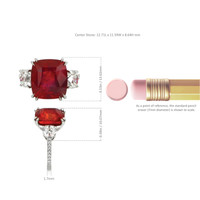12.24 Ct. Ruby Natural Diamond Three Stone Ring, Platinum 950 Image