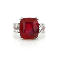 12.24 Ct. Ruby Natural Diamond Three Stone Ring, Platinum 950 Video
