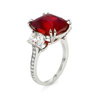 12.24 Ct. Ruby Natural Diamond Three Stone Ring, Platinum 950 Image