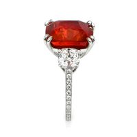 12.24 Ct. Ruby Natural Diamond Three Stone Ring, Platinum 950 Image