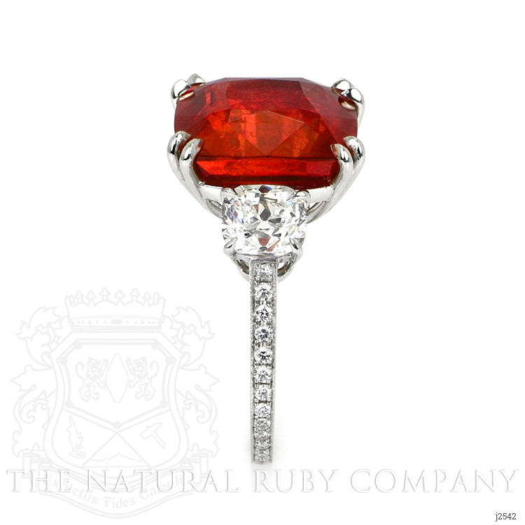12.24 Ct. Ruby Natural Diamond Three Stone Ring, Platinum 950