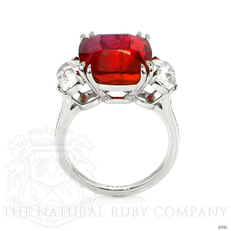 12.24 Ct. Ruby Natural Diamond Three Stone Ring, Platinum 950