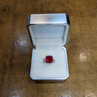 12.24 Ct. Ruby Natural Diamond Three Stone Ring, Platinum 950 Life Style