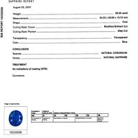 69.35 Ct. Blue Sapphire and Natural Diamond Halo Ring, Platinum 950 Scan Report