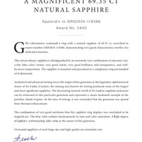 69.35 Ct. Blue Sapphire and Natural Diamond Halo Ring, Platinum 950 Scan Report