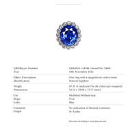 69.35 Ct. Blue Sapphire and Natural Diamond Halo Ring, Platinum 950 Scan Report