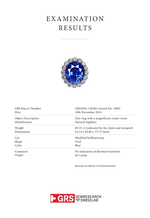 69.35 Ct. Blue Sapphire and Natural Diamond Halo Ring, Platinum 950