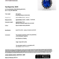 69.35 Ct. Blue Sapphire and Natural Diamond Halo Ring, Platinum 950 Scan Report