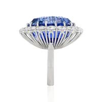 69.35 Ct. Blue Sapphire and Natural Diamond Halo Ring, Platinum 950 Image