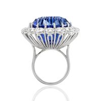 69.35 Ct. Blue Sapphire and Natural Diamond Halo Ring, Platinum 950 Image