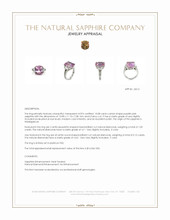 10.08 Ct. Purplish Pink Sapphire and Natural Diamond Three Stone Ring, Platinum 950 Appraisal