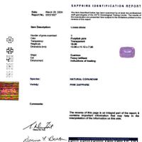 10.08 Ct. Purplish Pink Sapphire and Natural Diamond Three Stone Ring, Platinum 950 Scan Report