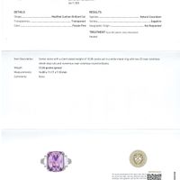 10.08 Ct. Purplish Pink Sapphire and Natural Diamond Three Stone Ring, Platinum 950 Scan Report