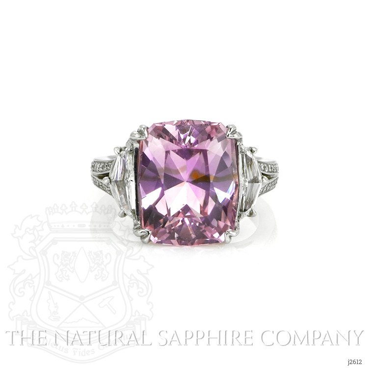 10.08 Ct. Purplish Pink Sapphire and Natural Diamond Three Stone Ring, Platinum 950