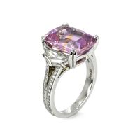 10.08 Ct. Purplish Pink Sapphire and Natural Diamond Three Stone Ring, Platinum 950 Image