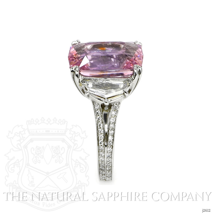 10.08 Ct. Purplish Pink Sapphire and Natural Diamond Three Stone Ring, Platinum 950