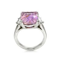 10.08 Ct. Purplish Pink Sapphire and Natural Diamond Three Stone Ring, Platinum 950 Image
