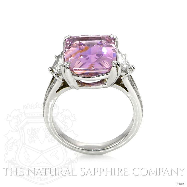 10.08 Ct. Purplish Pink Sapphire and Natural Diamond Three Stone Ring, Platinum 950