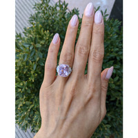 10.08 Ct. Purplish Pink Sapphire and Natural Diamond Three Stone Ring, Platinum 950 Life Style