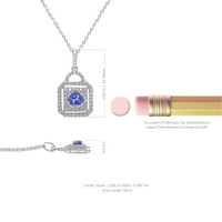 0.60 Ct. Blue Sapphire and Natural Diamond Accent Stones Pendant, 18K White Gold Image