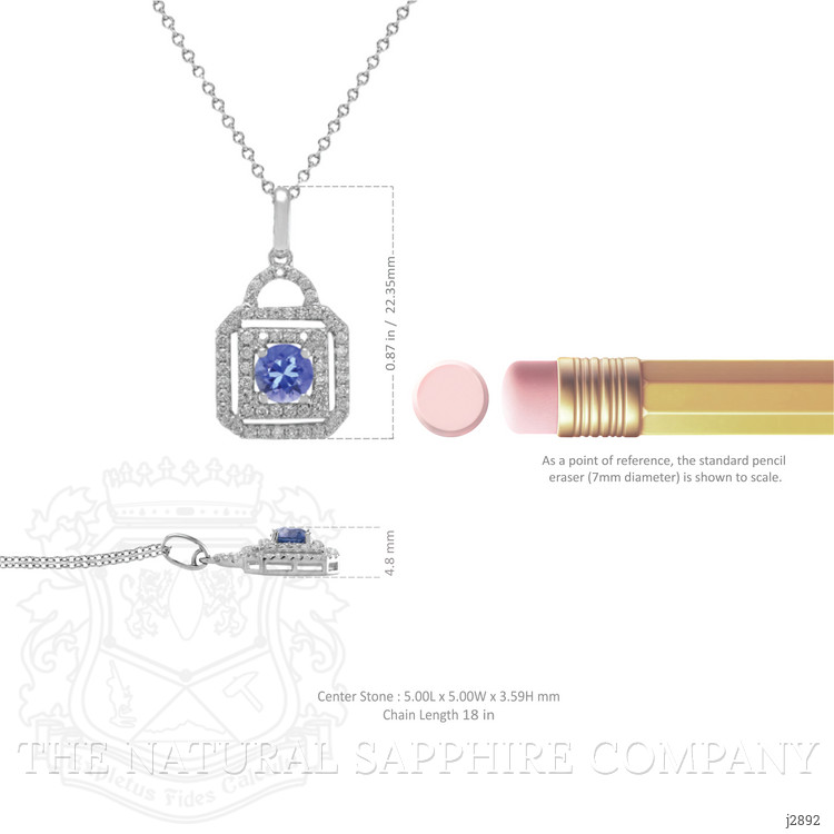 0.60 Ct. Blue Sapphire and Natural Diamond Accent Stones Pendant, 18K White Gold