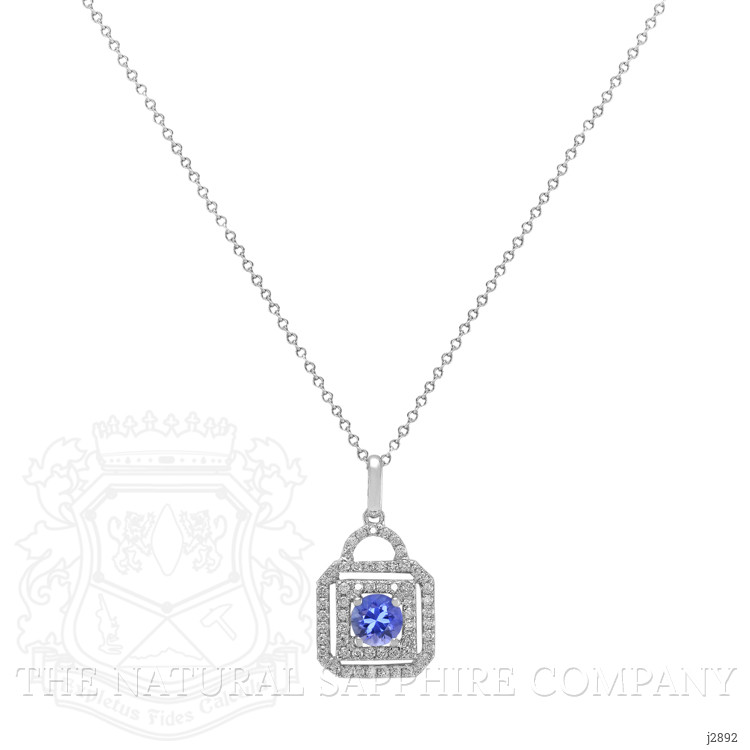 0.60 Ct. Blue Sapphire and Natural Diamond Accent Stones Pendant, 18K White Gold