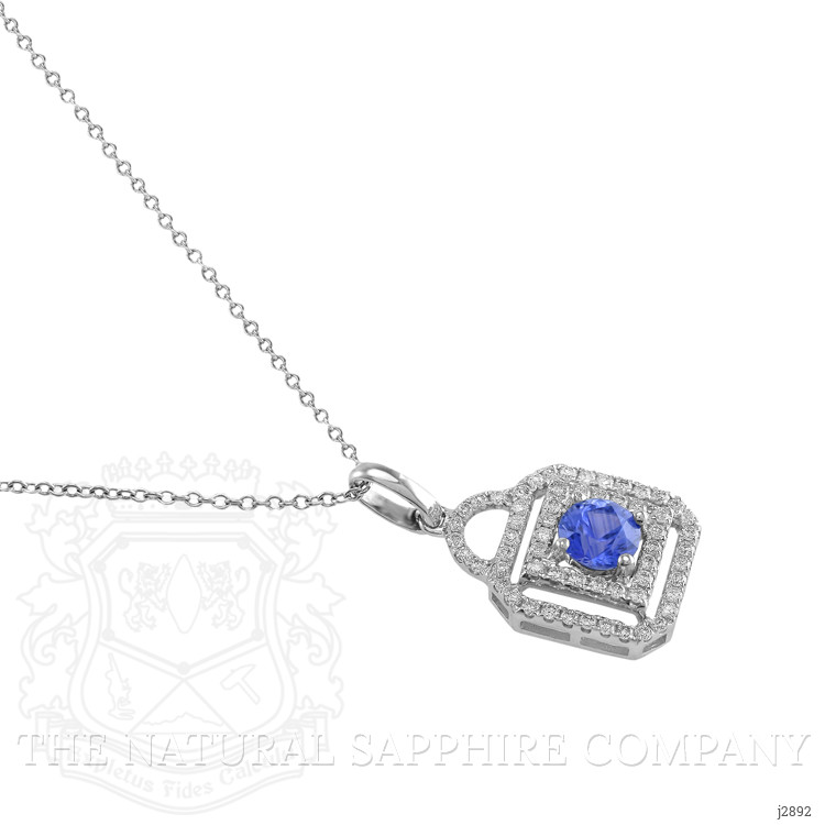 0.60 Ct. Blue Sapphire and Natural Diamond Accent Stones Pendant, 18K White Gold