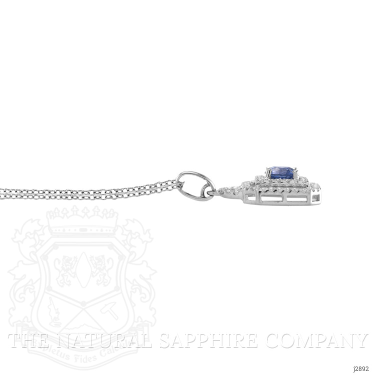 0.60 Ct. Blue Sapphire and Natural Diamond Accent Stones Pendant, 18K White Gold