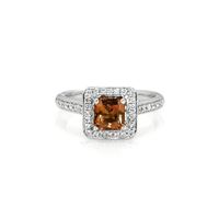 0.80 Ct. Orange Sapphire and Natural Diamond Antique Style Ring, 18K White Gold Video