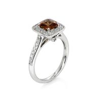0.80 Ct. Orange Sapphire and Natural Diamond Antique Style Ring, 18K White Gold Image