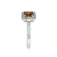 0.80 Ct. Orange Sapphire and Natural Diamond Antique Style Ring, 18K White Gold Image