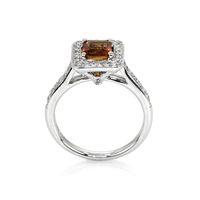 0.80 Ct. Orange Sapphire and Natural Diamond Antique Style Ring, 18K White Gold Image