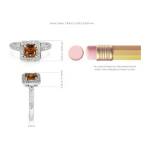 0.80 Ct. Orange Sapphire and Natural Diamond Antique Style Ring, 18K White Gold Image