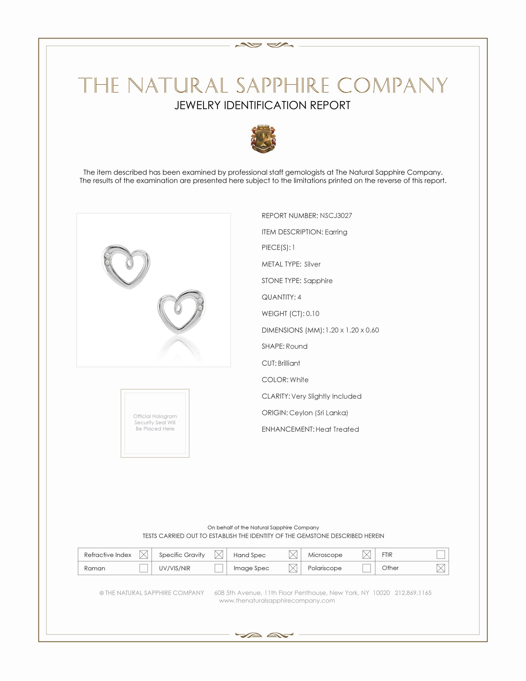 0.10 Ct.Tw. White Sapphire Studs Earrings, Silver