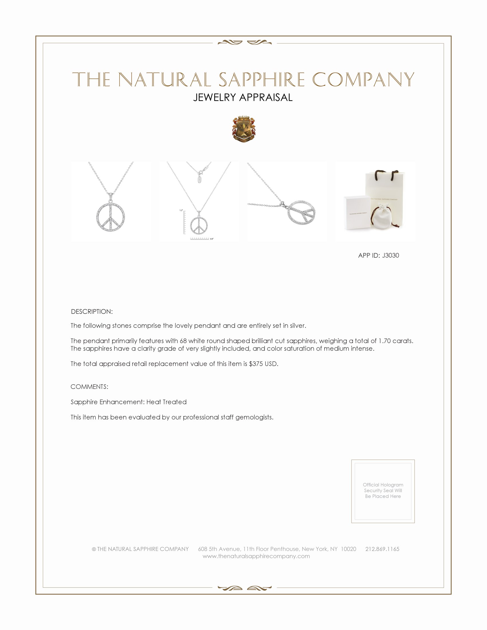 1.70 Ct. White Sapphire Accent Stones Pendant, Silver