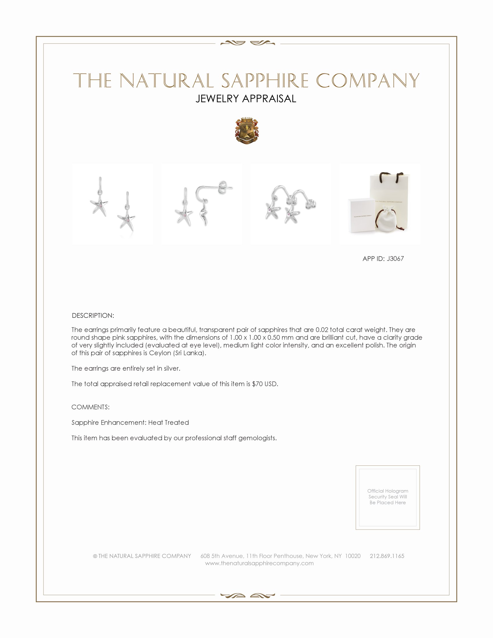 0.02 Ct.Tw. Pink Sapphire Drops Earrings, Silver